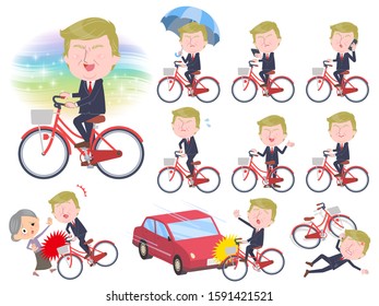 A set of blond hair old men riding a city cycle.There are actions on manners and troubles.It's vector art so it's easy to edit.
