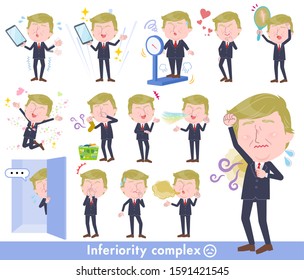 A set of blond hair old men on inferiority complex.There are actions suffering from smell and appearance.It's vector art so it's easy to edit.
