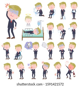 A set of blond hair old men with injury and illness.There are actions that express dependence and death.It's vector art so it's easy to edit.
