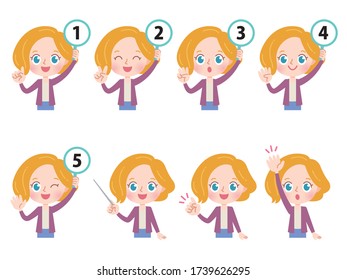 A set of blonde woman with who express various emotions