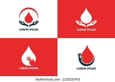 Conjunto de modelos de diseño del logotipo de cuidado de la sangre vector
