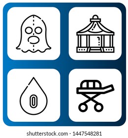 Set of blood icons such as Executioner, Shelter, Blood type, Stretcher , blood