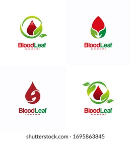 Set of Blood Leaf Logo designs concept vector, Donor logo designs template, design concept, logo, logotype element for template
