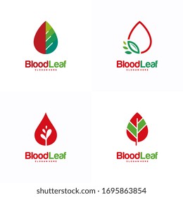 Set of Blood Leaf Logo designs concept vector, Donor logo designs template, design concept, logo, logotype element for template
