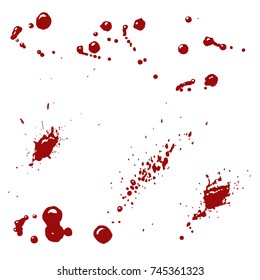 Set of blood splashes isolated on white background. Vector design element