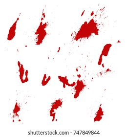 Set of blood splashes isolated on white background. Vector illustration