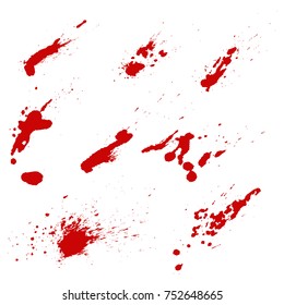Set of blood splashes isolated on white background. Vector design element