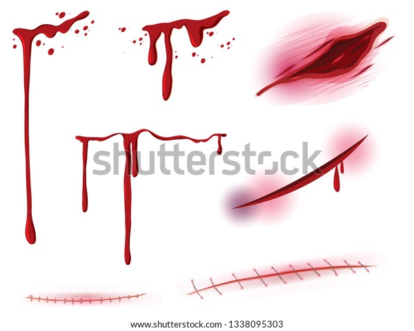血と傷のイラストのセット のベクター画像素材 ロイヤリティフリー