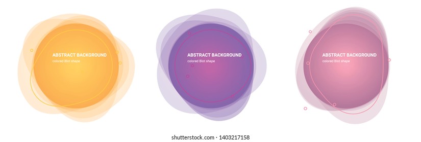 Set of Blot Gradient Elements. Set of Abstract Cloud Shaped Backgrounds for Flyers, Banners, Web Sites, Business Cards, Invitations, Gift Cards, Brochures, Landing Pages