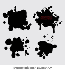 Set of blot grungy monochrome abstract silhouettes. Vector illustration.