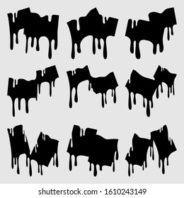 A set of blot images. A leaking square of ink. Vector image.