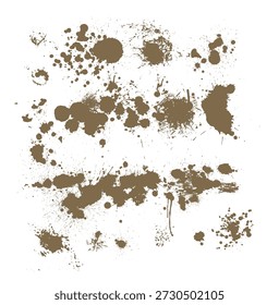 Conjunto de manchas. mancha marrón aislado sobre fondo blanco. Dibujado a mano. No IA, Ilustración vectorial