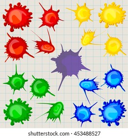 Set blots different colors and shapes with effect volume. Vector illustration.