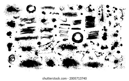 Set of blots . Paint stains black blotch background. Grunge Design Element. Brush Strokes. Vector illustration