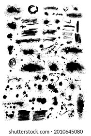 Set of blots . Paint stains black blotch background. Grunge Design Element. Brush Strokes. Vector illustration