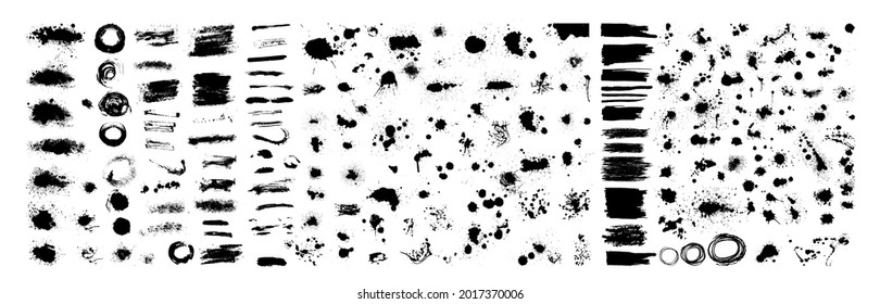 Set of blots . Paint stains black blotch background. Grunge Design Element. Brush Strokes. Vector illustration