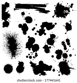 Set of blots and splashes