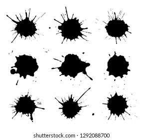 Set of blots, splashes on white background