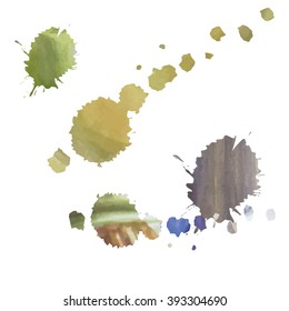 Set of blots and watercolor splashes. 
