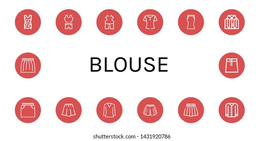 Set of blouse icons such as Clothes, Blouse, Skirt, Cardigan , blouse