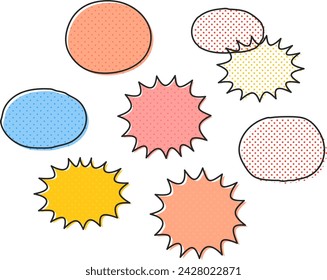 Set of blown-out material drawn in loose lines