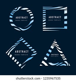 Set of blue abstract badge template vectors