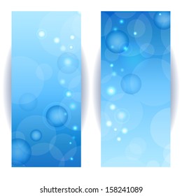 Set blue abstract banners with circles - vector