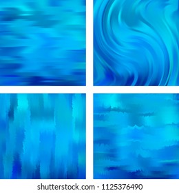 Set with blue abstract blurred backgrounds. Vector illustration. Modern geometrical backdrop. Abstract template.