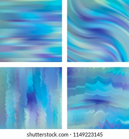 Set with blue abstract blurred backgrounds. Vector illustration. Modern geometrical backdrop. Abstract template.