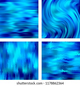 Set with blue abstract blurred backgrounds. Vector illustration. Modern geometrical backdrop. Abstract template.