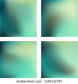 Set with blue abstract blurred backgrounds. Vector illustration. Modern geometrical backdrop. Abstract template.