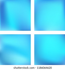 Set with blue abstract blurred backgrounds. Vector illustration. Modern geometrical backdrop. Abstract template.