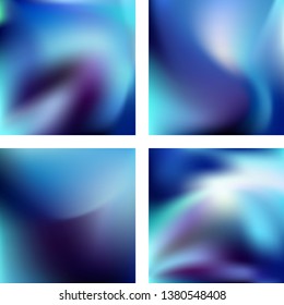 Set with blue abstract blurred backgrounds. Vector illustration. Modern geometrical backdrop. Abstract template.