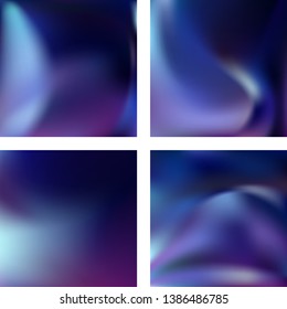 Set with blue abstract blurred backgrounds. Vector illustration. Modern geometrical backdrop. Abstract template.