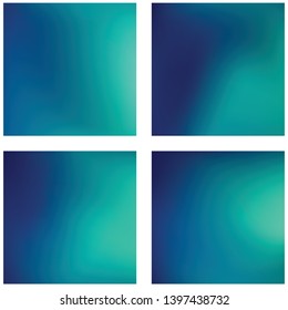 Set with blue abstract blurred backgrounds. Vector illustration. Modern geometrical backdrop. Abstract template.