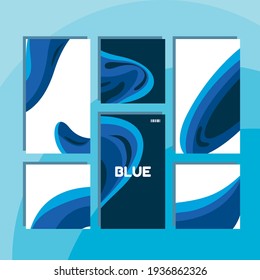 Set a blue abstract design, suitable for various purposes, book covers, social posts, wall poster displays, business needs such as business cards, flyers and more. Editable vector.