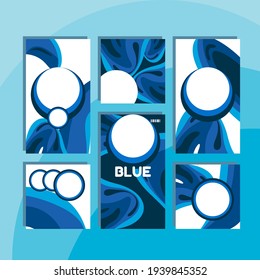 Set a blue abstract design, suitable for various purposes, book covers, social posts, wall poster displays, business needs such as business cards, flyers and more. Editable vector.