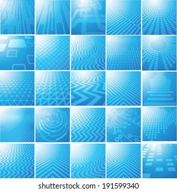 Set of blue abstract geometrical background