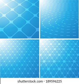 Set of blue abstract geometrical backgrounds