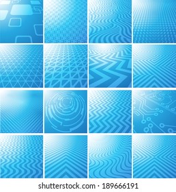 Set of blue abstract geometrical backgrounds