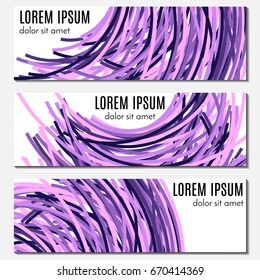 Set of blue abstract header banners with curved lines and place for text. Vector backgrounds for web design.

