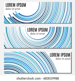 Set of blue abstract header banners with curved lines and place for text. Vector backgrounds for web design.
