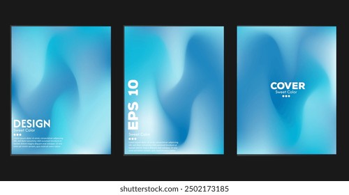 Set of blue abstract liquid wave backgrounds. gradient color. The effect of combining dark and light colors. Modern design template for web cover, advertising banner, poster, brochure, flyer. EPS vect