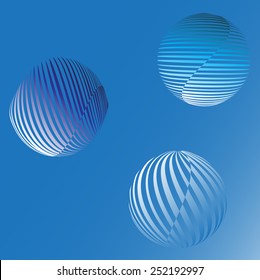 Set of blue abstract striped background vector 