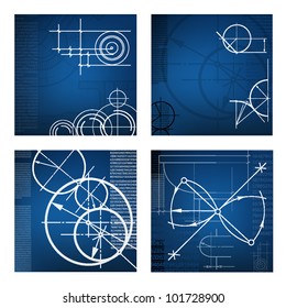 set of blue abstract techno backgrounds. vector