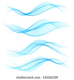 Set Of Blue Abstract Wave Design Element