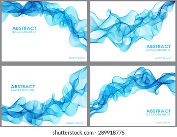 Set of blue abstract wave design element