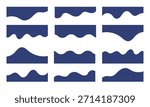 Set of blue abstract wavy border shapes and dividers