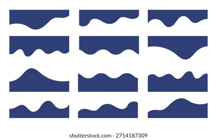Conjunto de formas de borda onduladas abstratas azuis e divisores