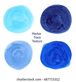 Set of blue alcohol marker circle texture, watercolor effect, spots for design